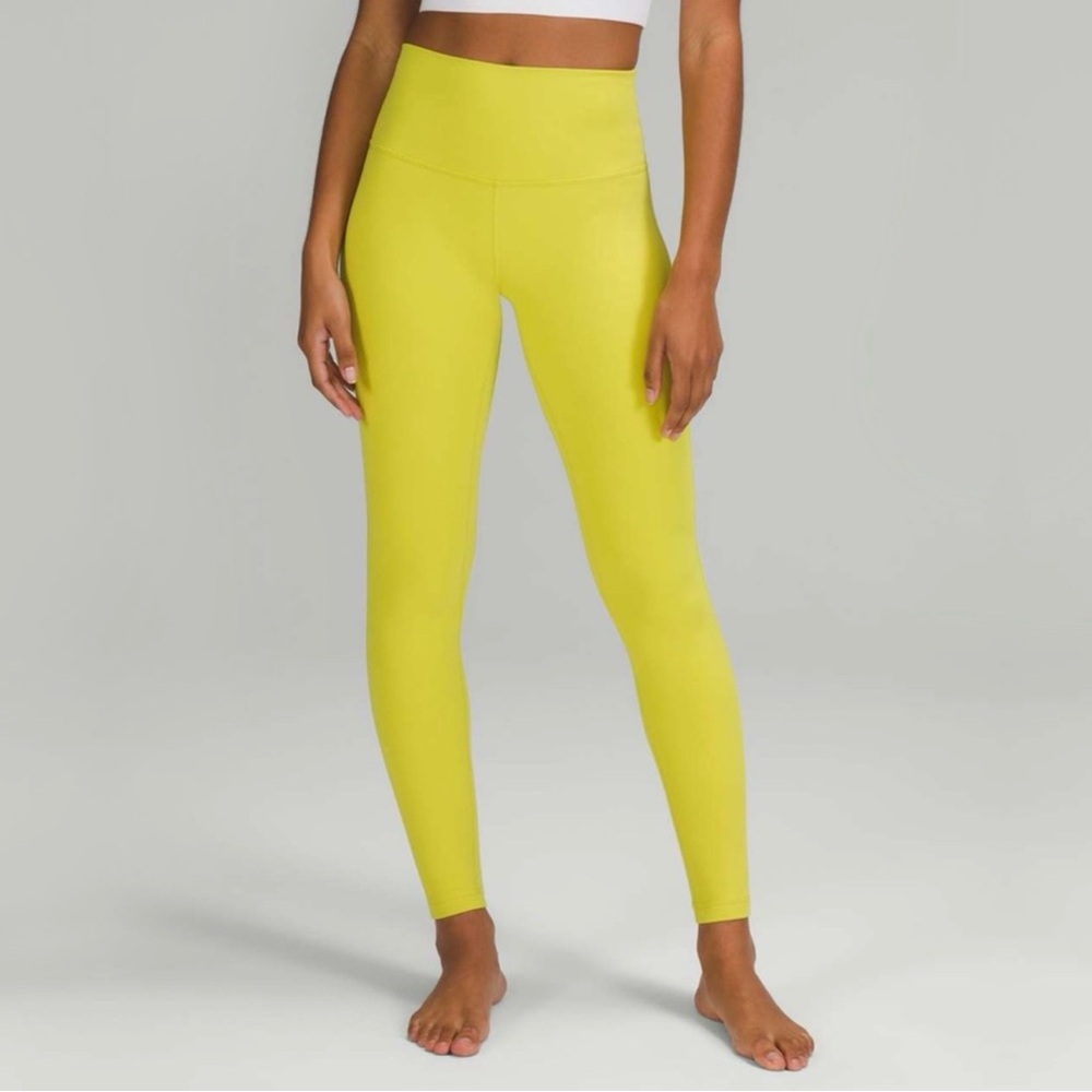 Lululemon Align High Rise Double Lined Leggings Yellow Yoga Pants Women Size 4
